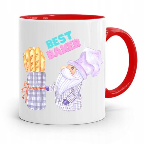 Kubek Czerwony Dla Piekarza Best Baker Prezent Z Nadrukiem Ze Zdjęciem na Arena.pl