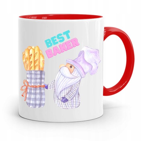 Kubek Czerwony Dla Piekarza Best Baker Prezent Z Nadrukiem Ze Zdjęciem zdjęcie 1