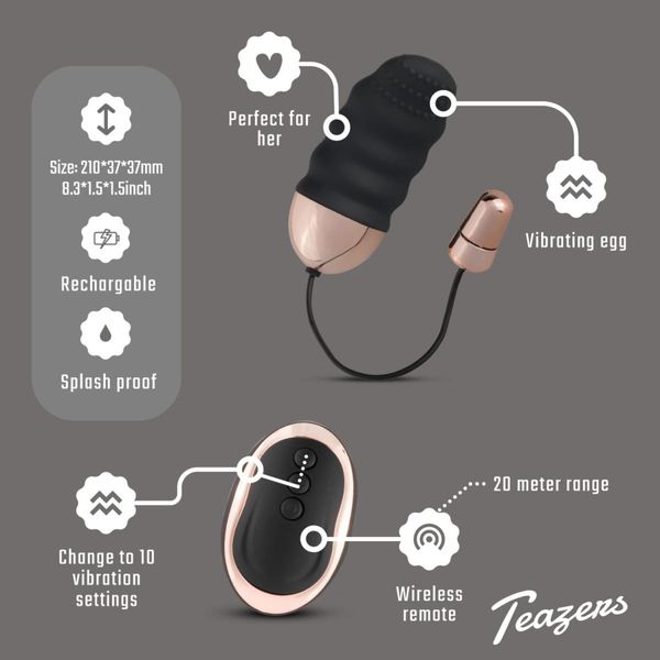 Teazers Ribbed Vibrating Egg With Remote Control zdjęcie 5