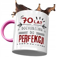 Kubek Różowy Na Urodziny 70 70Te 70-Te Prezent Z Nadrukiem Ze Zdjęciem