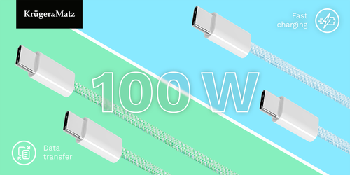 Kabel USB typu C Kruger&Matz Basic niebieski 100 W 1 m na Arena.pl