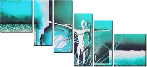 100CM 220CM OBRAZ 6 ELEM TAŃCZĄCE POSTACIE NIEBIESKIM ŚCIENNY na Arena.pl