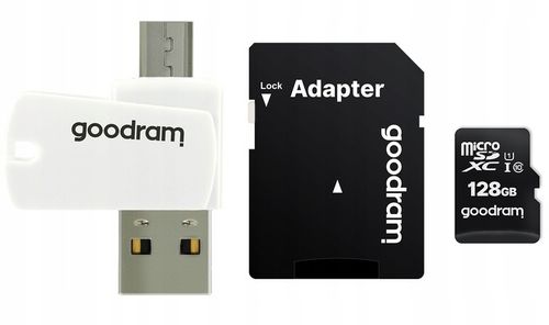 Karta pamięci GOODRAM 128GB kl10+ czytnik +adapter na Arena.pl