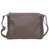 VERA PELLE torebka skórzana listonoszka z paskiem V535 c.taupe