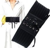 Pasek Damski ozdobny elastyczny czarny gorset H96