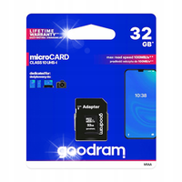 KARTA PAMIĘCI MICRO SD 32GB 100 MB/s CLASS 10 UHS-I + ADAPTER SD GOODRAM
