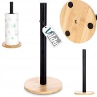 Stojak KUCHENNY czarny metalowy bambusowy na ręcznik papierowy ręczniki