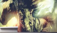 Fototapeta INDIANIN Z PIÓROPUSZEM KONIE 130x80