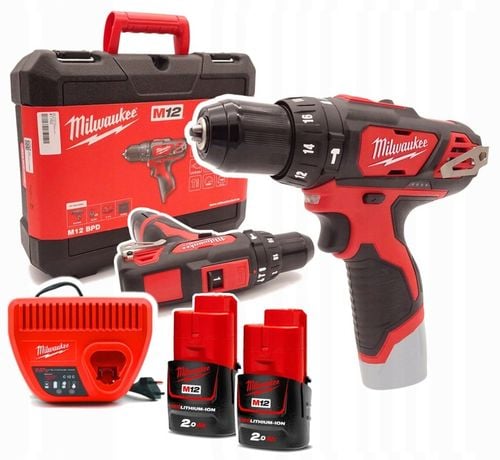Milwaukee M12 BPD-202C Wiertarko-Wkrętarka Udarowa Zestaw 2x2Ah na Arena.pl
