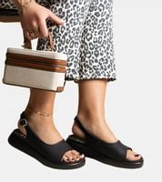 Sandały damskie czarne na grubszej podeszwie eko skóra 29291 rozmiar 38