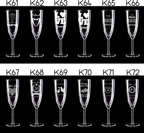 KIELISZKI DO SZAMPANA Z GRAWEREM ŚLUB PREZENT 2szt na Arena.pl