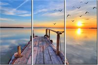 60 90CM OBRAZ 3 ELEM DREWNIANY POMOST DRUK PŁÓTNO RAMA