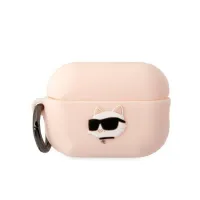 Etui Karl Lagerfeld Silicone Choupette Head 3D na AirPods Pro 2 - różowe