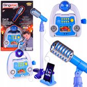 Mikrofon Karaoke Dla Dzieci Na Statywie + Syntezator Mp3 LED Na Prezent