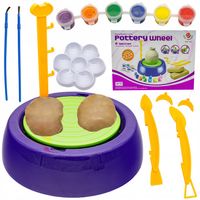 KOŁO GARNCARSKIE farby masa GLINA narzędzia ZESTAW