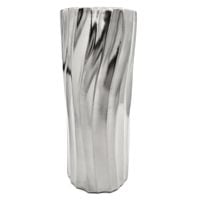 WAZON CERAMICZNY SREBRNY FLAKON NA KWIATY 30 cm NOWOCZESNY DEKORACYJNY