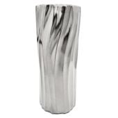 WAZON CERAMICZNY SREBRNY FLAKON NA KWIATY 30 cm NOWOCZESNY DEKORACYJNY
