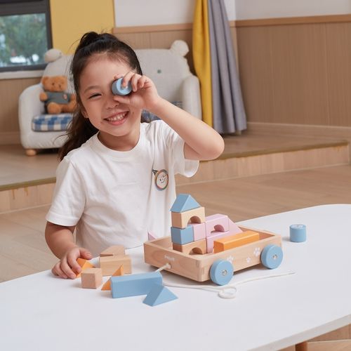 VIGA PolarB Drewniany Wózek do Ciągnięcia + Klocki 21 el. na Arena.pl
