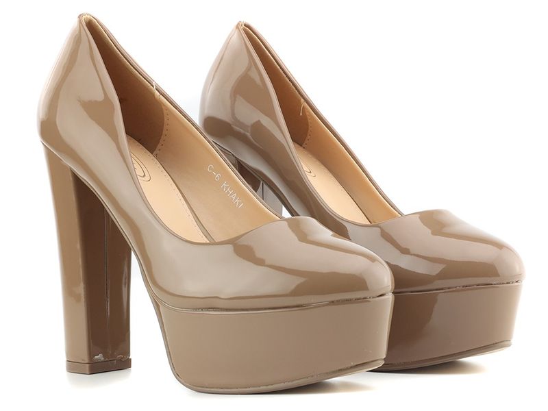 Kawowe beżowe szpilki na platformie 36 zdjęcie 2