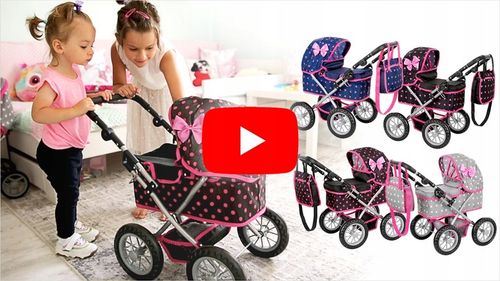 KINDERPLAY WÓZEK DLA LALEK GŁĘBOKI GONDOLA SKŁADANY TORBA REGULOWANA RĄCZKA na Arena.pl