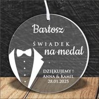 MEDAL z PLEXI nadrukiem UV PODZIĘKOWANIE ŚWIADKA NA WESELE ŚLUB