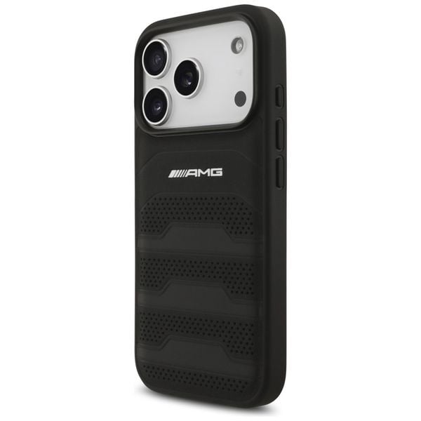 Etui AMG Leather Debossed Lines Logo do iPhone 17 Pro czarny zdjęcie 2