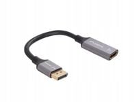 Kabel adapter Lanberg Displayport (M) - HDMI (F) 8K na kablu 20cm srebrny