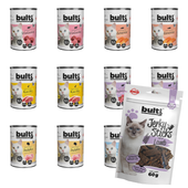 BULTI mokra karma dla psa Mix Smaków 12x400g + Jerky Jagnięcina