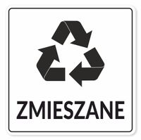 NAKLEJKA ZMIESZANE na KOSZ ODPADY do segregacji śmieci 20 cm