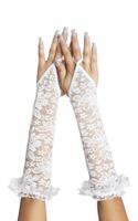 "Eleganckie białe rękawiczki koronkowe SoftLine - rozmiar S/L"