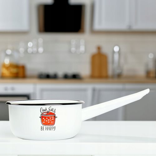 RONDEL 1,5L EMALIOWANY GŁADKI WZÓR BE HAPPY GARNEK RONDELEK TRADYCYJNY na Arena.pl