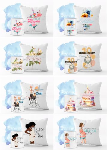 Zestaw PODUSZKA i KUBEK z nadrukiem PREZENT dla OGRODNIKA z imieniem na Arena.pl