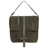 VEZZE torebka damska zamszowa worek z klapą i paskiem ramię V530 khaki