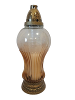 Znicz całoroczny przydymione szkło łososiowy  33 cm