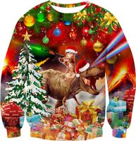 Świąteczny Sweter 3D Dinozaur Kot Zabawny Miękki Wygodny Kolorowy L