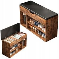 SZAFKA NA BUTY POJEMNA Z SIEDZISKIEM SCHOWEK 2 PÓŁKI DREWNIANY RETRO