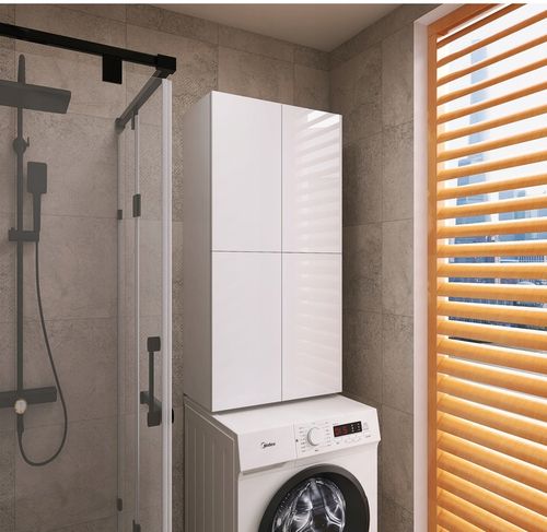 Szafka łazienkowa nad pralkę wisząca do łazienki biała fronty POŁYSK na Arena.pl