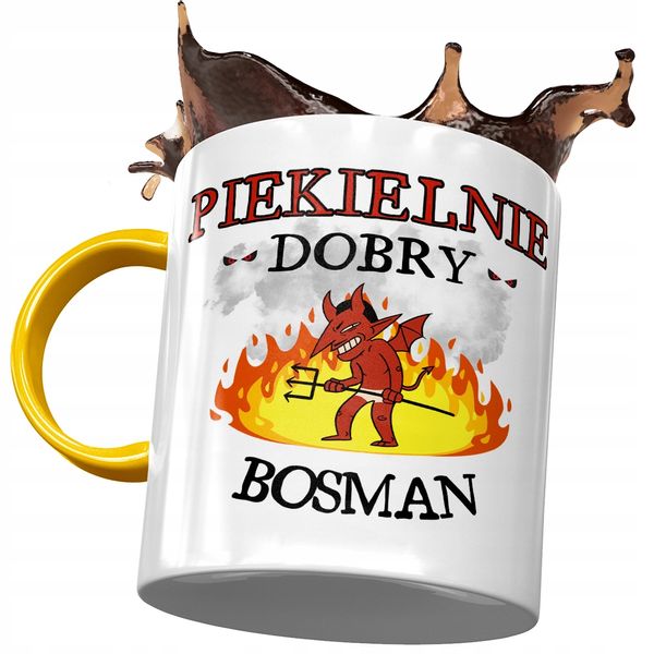 Kubek Żółty Dla Bosmana Piekielnie Dobry Bosman Z Nadrukiem Ze Zdjęciem zdjęcie 1