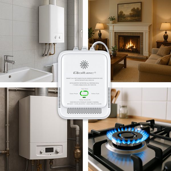 Czujnik CO/CH4 WiFi Tuya Qoltec 2w1 zdjęcie 3
