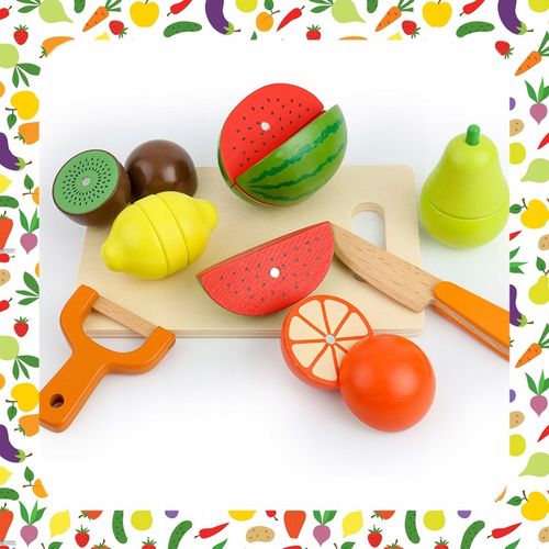 DREWNIANE WARZYWA OWOCE DO KROJENIA NA MAGNES DLA DZIECI ZESTAW XXL na Arena.pl