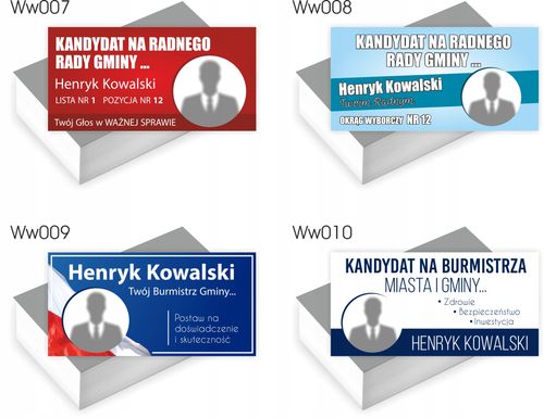 Wizytówki wyborcze 1000 sztuk WYBORY KANDYDAT NA BURMISTRZA GMINY + PROJEKT na Arena.pl