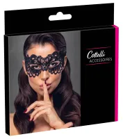 cottelli accessoires - elegancka opaska z haftem i oczkami, czarna