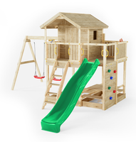 Plac zabaw drewniany DUMO Mały Marynarz z domkiem, huśtawkami i zjeżdżalnią