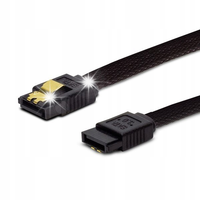 Kabel SATA III SAVIO GAK-02 0,3m, oplot czarny, prosty, złote zatrzaski