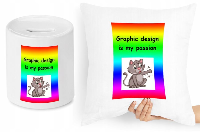 Dla Grafika Zestaw Poduszka + Skarbonka Prezent Z Nadrukiem Ze Zdjęciem zdjęcie 1