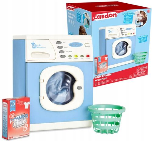 PRALKA DLA DZIECI DŹWIĘK ŚWIATŁO BĘBEN NA BATERIE NIEBIESKA CASDON 30 CM na Arena.pl