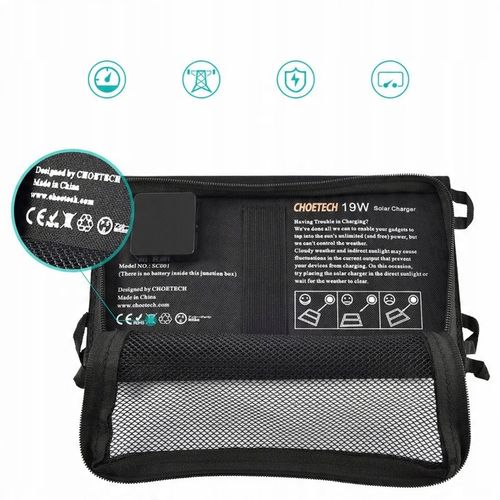 CHOETECH ŁADOWARKA SOLARNA DUŻA SKŁADANA PANEL SŁONECZNY 2xUSB POWERBANK na Arena.pl