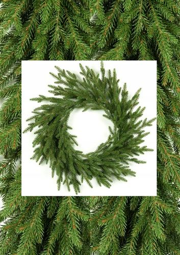 Wianek Świąteczny Świerk NATURA z JARZĘBINĄ 3D 100%PE 60 cm KOMINEK drzwi na Arena.pl