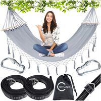 Hamak Ogrodowy z Poprzeczkami + Pokrowiec i Zestaw Montażowy Gratis 160kg