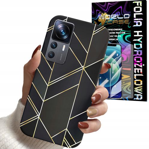 ETUI CASE DO XIAOMI 12T / 12T PRO - MARMUREK GEOMETRYCZNE WZORY + FOLIA na Arena.pl